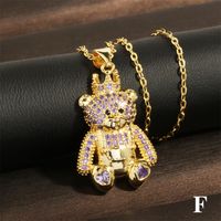 Factory In Stock European And American Style Love Bear Crown Pendant Necklace Personality Copper Inlaid Micro Diamond Clavicle Chain Accessories main image 2