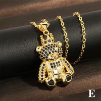 Factory In Stock European And American Style Love Bear Crown Pendant Necklace Personality Copper Inlaid Micro Diamond Clavicle Chain Accessories main image 3