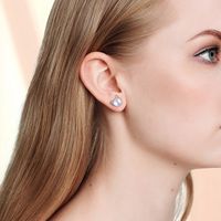 1 Pair Elegant Round Inlay Sterling Silver Zircon Ear Studs main image 5