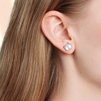 1 Pair Elegant Round Inlay Sterling Silver Zircon Ear Studs main image 4