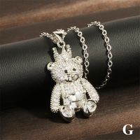 Factory In Stock European And American Style Love Bear Crown Pendant Necklace Personality Copper Inlaid Micro Diamond Clavicle Chain Accessories sku image 1