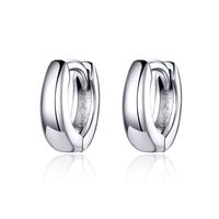 1 Pair Simple Style Solid Color Plating Sterling Silver Silver Plated Hoop Earrings sku image 1