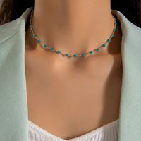 Nueva Joyería De Moda Simple Collar De Una Sola Capa De Aleación De Diamantes De Imitación Verde sku image 15