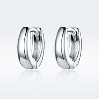 1 Pair Simple Style Solid Color Plating Sterling Silver Silver Plated Hoop Earrings main image 3