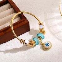 Elegant Cute Round Bear Heart Shape Stainless Steel Alloy Beaded Inlay Artificial Pearls Rhinestones Bangle sku image 3