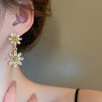 Wholesale Jewelry Simple Style Flower Alloy Zircon Inlay Drop Earrings main image 5