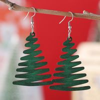 Wholesale Jewelry Vintage Style Christmas Tree Wood Drop Earrings sku image 1