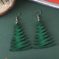 Wholesale Jewelry Vintage Style Christmas Tree Wood Drop Earrings main image 5
