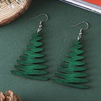 Wholesale Jewelry Vintage Style Christmas Tree Wood Drop Earrings main image 4