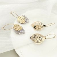 1 Pair Vacation Simple Style Leaf Flower Plating Inlay 304 Stainless Steel Arylic Acrylic Gold Plated Drop Earrings main image 2