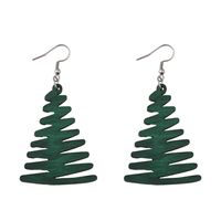 Wholesale Jewelry Vintage Style Christmas Tree Wood Drop Earrings main image 2