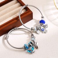Elegant Cute Palm Glasses Butterfly Stainless Steel Alloy Beaded Inlay Rhinestones Bangle main image 1