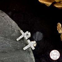 1 Pair Elegant Cross Plating Inlay Sterling Silver Zircon Ear Studs main image 1