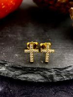 1 Pair Elegant Cross Plating Inlay Sterling Silver Zircon Ear Studs main image 3