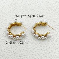 1 Pair Elegant Round Plating Inlay 304 Stainless Steel Artificial Pearls Gold Plated Ear Studs main image 2