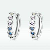1 Pair Simple Style Heart Shape Inlay Sterling Silver Zircon Earrings main image 1