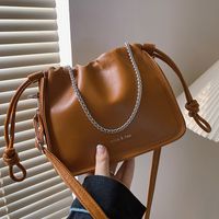 Women's Pu Leather Solid Color Elegant Bucket String Shoulder Bag Crossbody Bag main image 4