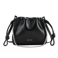 Women's Pu Leather Solid Color Elegant Bucket String Shoulder Bag Crossbody Bag sku image 3