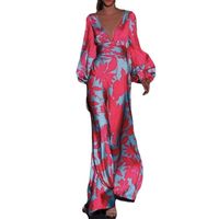 Women's Regular Dress Casual V Neck Printing Long Sleeve Printing Maxi Long Dress Street main image 5