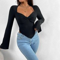 Women's T-shirt Long Sleeve T-shirts Sexy Solid Color main image 6