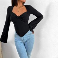 Women's T-shirt Long Sleeve T-shirts Sexy Solid Color main image 3