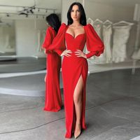 Party Dress Sexy Deep V Long Sleeve Solid Color Maxi Long Dress Banquet Party main image 6