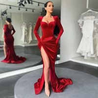 Party Dress Elegant Sexy V Neck Long Sleeve Solid Color Maxi Long Dress Banquet Party main image 1