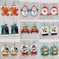 Wholesale Jewelry Cartoon Style Cartoon Character Wood Drop Earrings main image 1