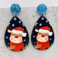 1 Pair Cartoon Style Cute Santa Claus Snowman Wood Drop Earrings sku image 8