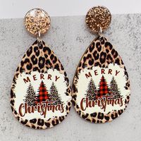 1 Pair Cartoon Style Cute Santa Claus Snowman Wood Drop Earrings sku image 6