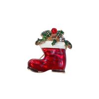 Christmas Brooch Crutches Elk Snowflake Snowman Christmas Tree Wreath Bell Boots Pin Corsage Hot Sale sku image 24
