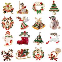 Christmas Brooch Crutches Elk Snowflake Snowman Christmas Tree Wreath Bell Boots Pin Corsage Hot Sale main image 6