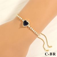 Cute Sweet Heart Shape Copper Plating Inlay Zircon 18k Gold Plated Jewelry Set main image 2