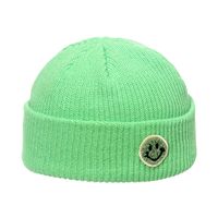 Autumn And Winter Woolen Hat Men's Trendy Japanese And Korean Yupi Knitted Warm Smiley Face Patch Chinese Landlord Hat Candy Color Skullcap Women sku image 2