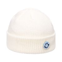Autumn And Winter Woolen Hat Men's Trendy Japanese And Korean Yupi Knitted Warm Smiley Face Patch Chinese Landlord Hat Candy Color Skullcap Women sku image 7