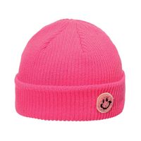 Autumn And Winter Woolen Hat Men's Trendy Japanese And Korean Yupi Knitted Warm Smiley Face Patch Chinese Landlord Hat Candy Color Skullcap Women sku image 8