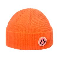 Autumn And Winter Woolen Hat Men's Trendy Japanese And Korean Yupi Knitted Warm Smiley Face Patch Chinese Landlord Hat Candy Color Skullcap Women sku image 9