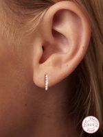 1 Pair Elegant Round Plating Inlay Sterling Silver Zircon Earrings main image 1