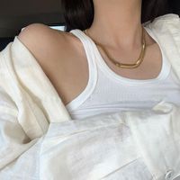 European And American Ins Bloggers Same Style Super Thick Widened 18k Gold Plated Super Bright Snake Bones Chain Flat Chain Pure Necklace Hot Girl Necklace Titanium Steel main image 3