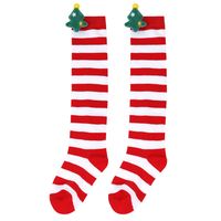 Kid's Christmas Stripe Polyester Over The Knee Socks A Pair sku image 1