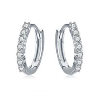 1 Pair Romantic Round Inlay Sterling Silver Zircon Earrings sku image 2