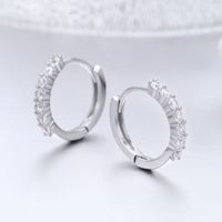1 Pair Romantic Round Inlay Sterling Silver Zircon Earrings main image 2