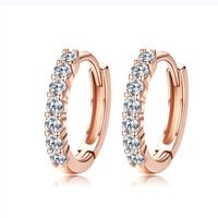 1 Pair Romantic Round Inlay Sterling Silver Zircon Earrings sku image 1