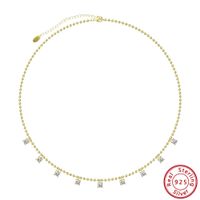 Sexy Romantischer Einfacher Stil Quadratisch Sterling Silber Weiß Gold Vergoldete Rhodium Versilberte Zirkon Halskette In Bulk sku image 1