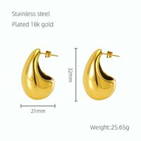 1 Pair Basic Classic Style Water Droplets Polishing Plating 304 Stainless Steel 18K Gold Plated Ear Studs sku image 1