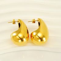 1 Pair Basic Classic Style Water Droplets Polishing Plating 304 Stainless Steel 18K Gold Plated Ear Studs main image 2