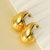 1 Pair Basic Classic Style Water Droplets Polishing Plating 304 Stainless Steel 18K Gold Plated Ear Studs main image 5