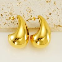 1 Pair Basic Classic Style Water Droplets Polishing Plating 304 Stainless Steel 18K Gold Plated Ear Studs main image 6