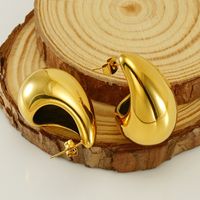1 Pair Basic Classic Style Water Droplets Polishing Plating 304 Stainless Steel 18K Gold Plated Ear Studs main image 4
