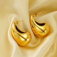 1 Pair Basic Classic Style Water Droplets Polishing Plating 304 Stainless Steel 18K Gold Plated Ear Studs main image 1